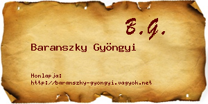 Baranszky Gyöngyi névjegykártya